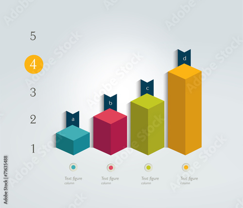 Chart for infographic. Cube column chart.
