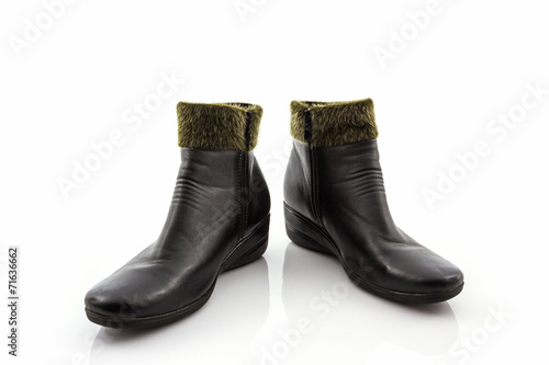 Black Fluffy woolly warm boots.