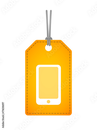 label icon with a smartphone