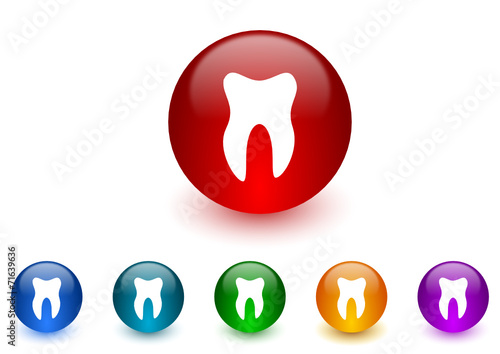 tooth colorful vector icons set