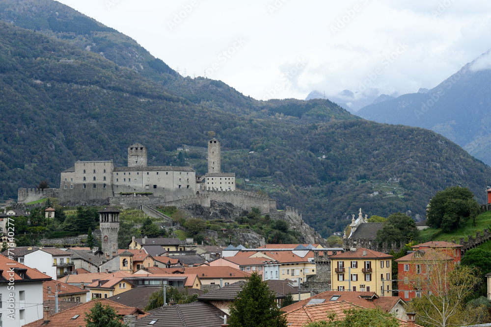 The Fort of Castelgrande at Bellinzona on the Swiss alps
