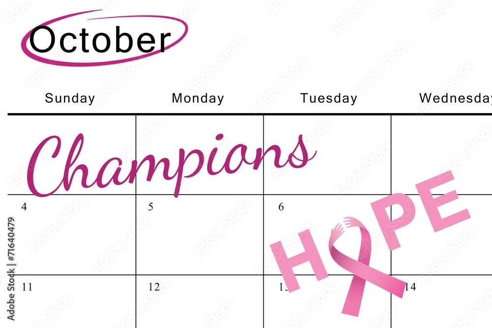 Fototapeta premium Composite image of breast cancer awareness message of hope