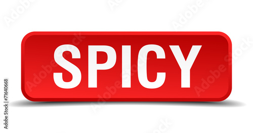 Spicy red 3d square button isolated on white
