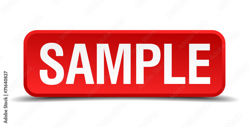 Sample red 3d square button isolated on white Sample red 3d square button isolated on white