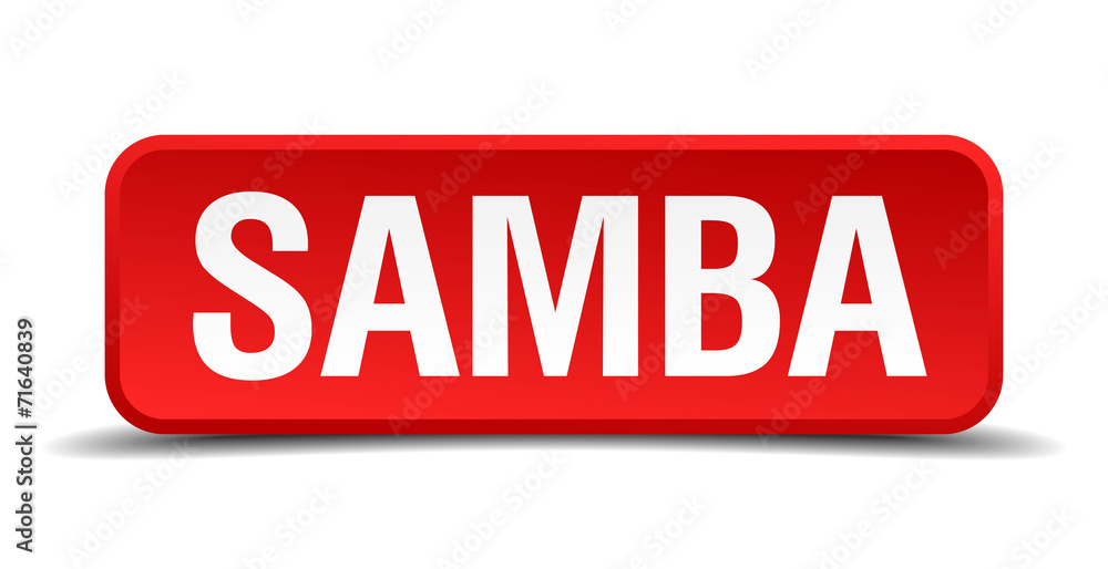 Samba red 3d square button isolated on white Samba red 3d square button isolated on white