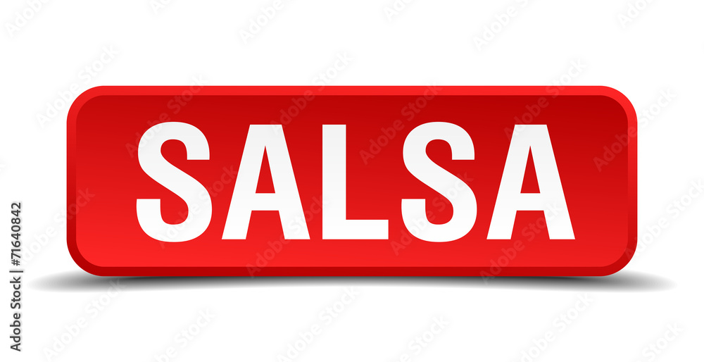 Salsa red 3d square button isolated on white Salsa red 3d square button isolated on white