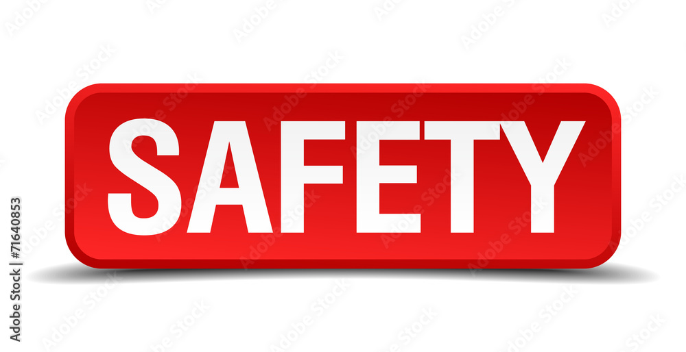 Safety red 3d square button isolated on white Safety red 3d square button isolated on white