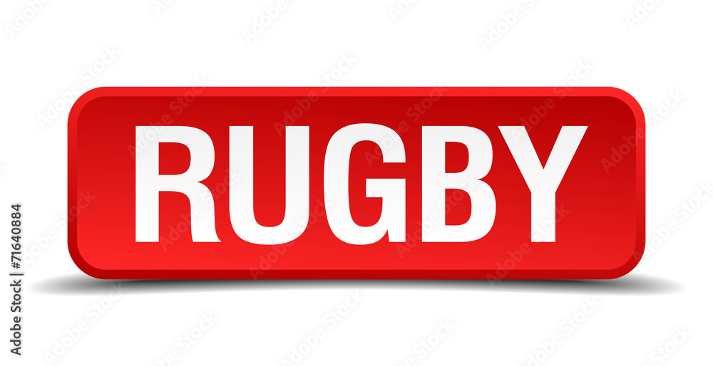 rugby red 3d square button isolated on white rugby red 3d square button isolated on white