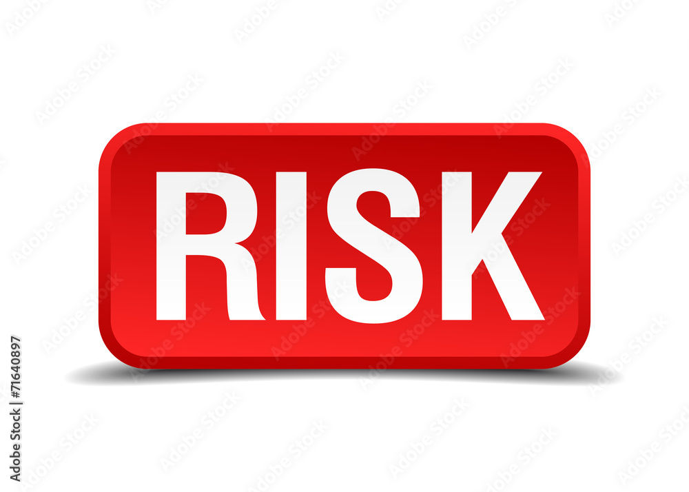 Risk red 3d square button isolated on white Risk red 3d square button isolated on white