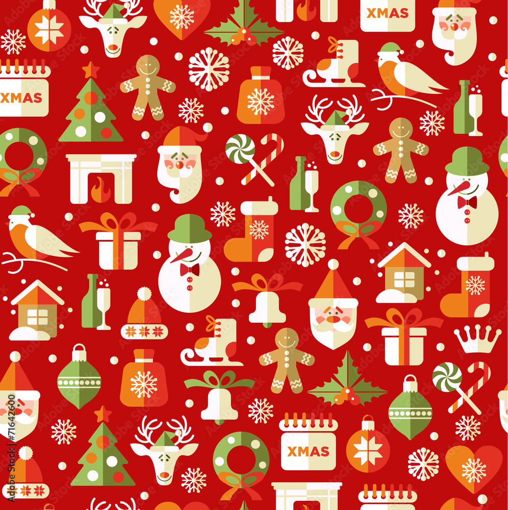 Naklejka premium Seamless christmas pattern. Vector background.