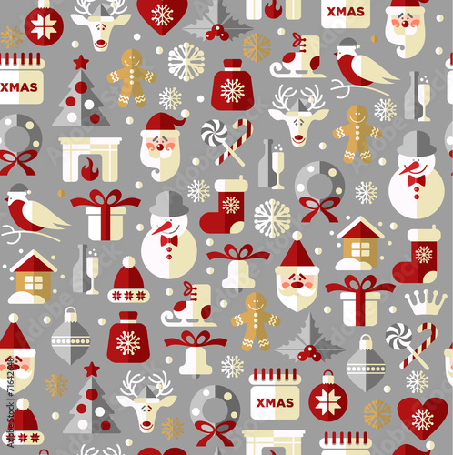 Seamless christmas pattern. Vector background.
