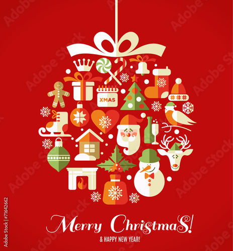 Christmas design icons set. Vector background.