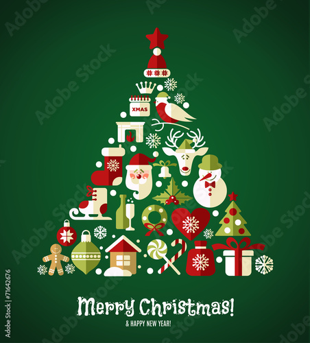 Christmas design icons set. Vector background.