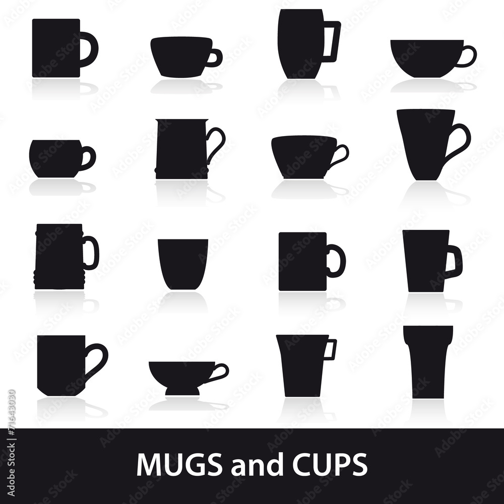 mugs and cups black silhouette icons set eps10 mugs and cups black silhouette icons set eps10