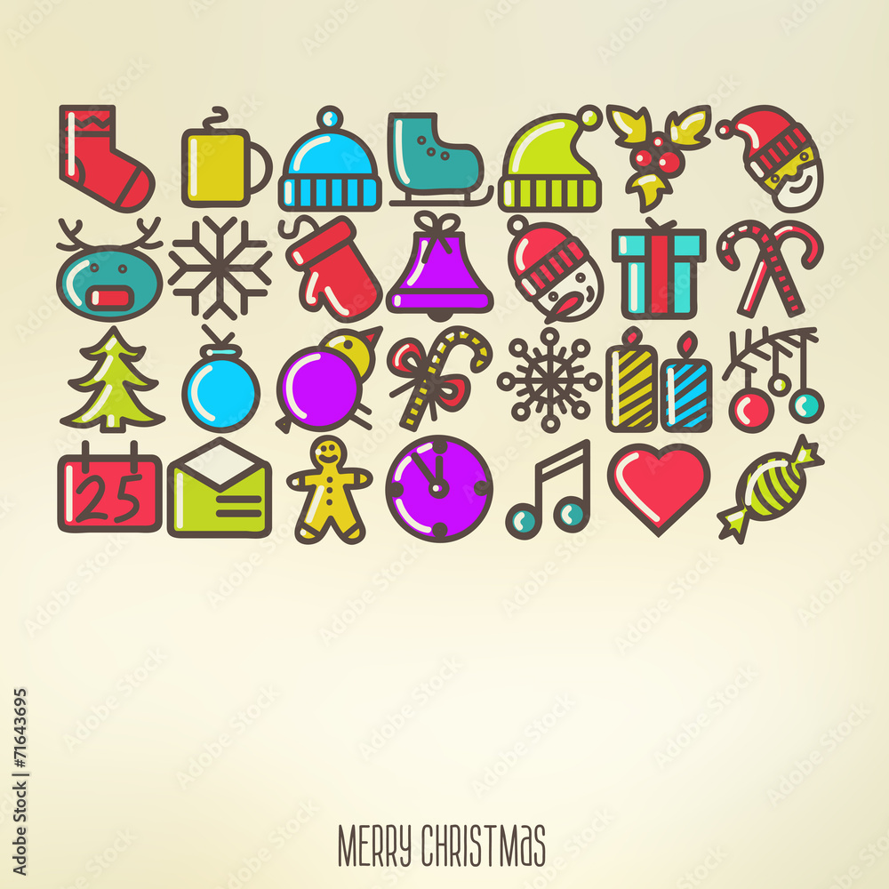 Christmas icons, elements and illustrations