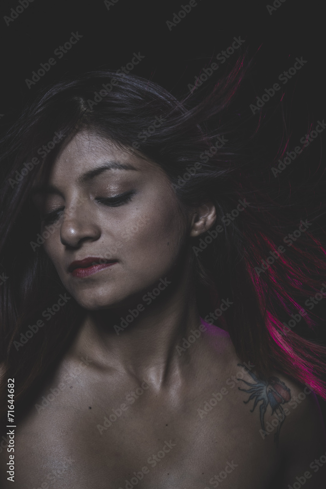 Beautiful latina woman with hair flying Beautiful latina woman with hair flying