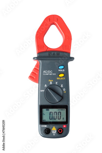 Digital clamp meter isolated on white