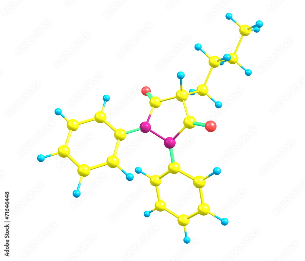 Phenylbutazone molecule isolated on white Phenylbutazone molecule isolated on white