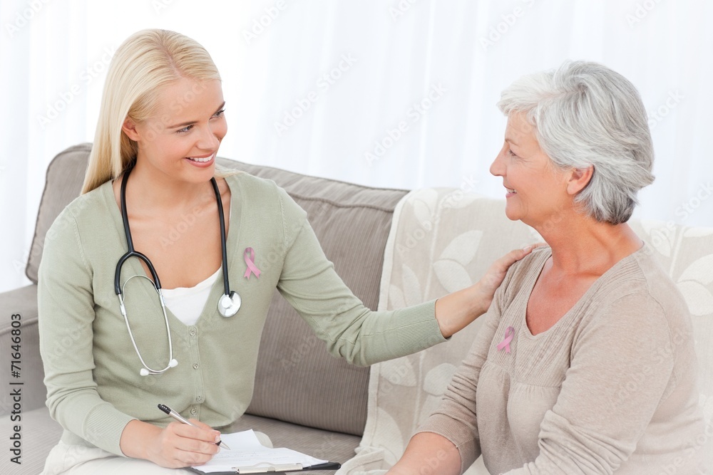 Composite image of doctor talking with her patient Composite image of doctor talking with her patient