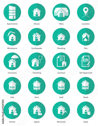 Set of real estate icon in flat design, Vector, Illustration