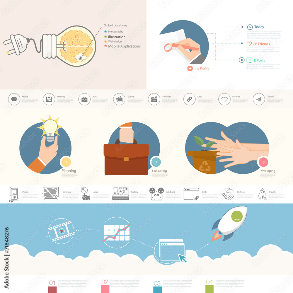 Set of infographics elements for presentation templates. Set of infographics elements for presentation templates.