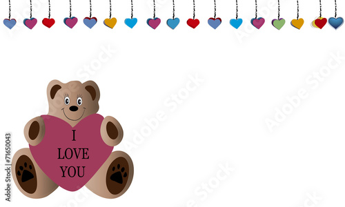 Osito I love you y corazones.