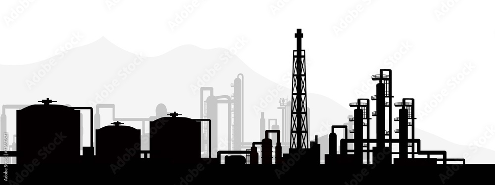 Oil and gas refinery-vector - obrazy, fototapety, plakaty 
