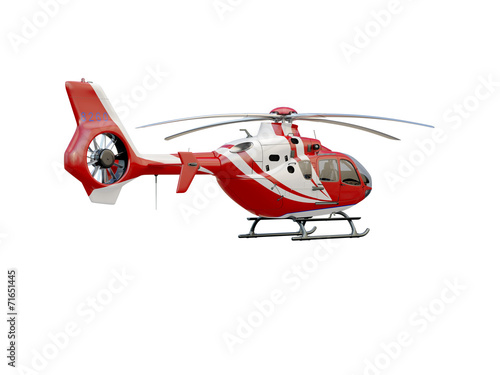 Red helicopter on white background