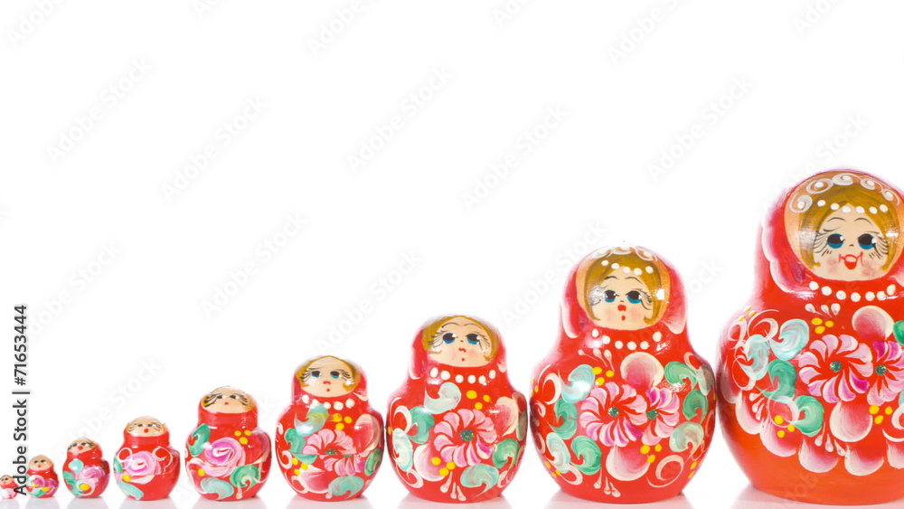 Matryoshka dolls, white background Matryoshka dolls, white background