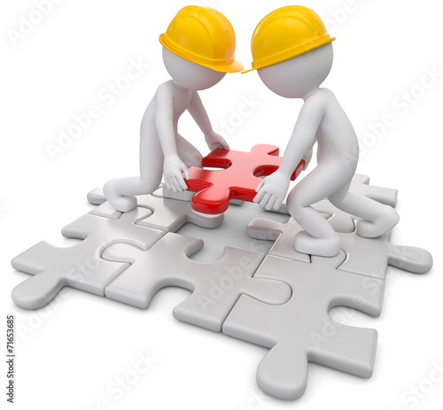 Puzzle Teamwork Männchen mit Helm