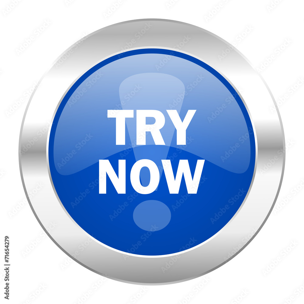 try now blue circle chrome web icon isolated try now blue circle chrome web icon isolated