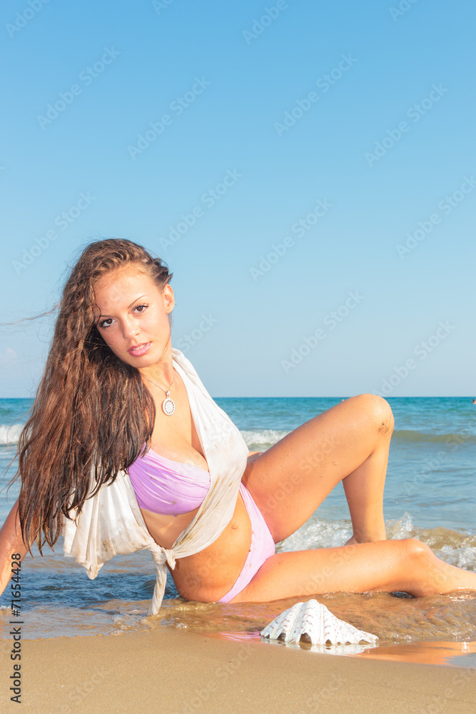 Woman having fun in summer vacation holidays