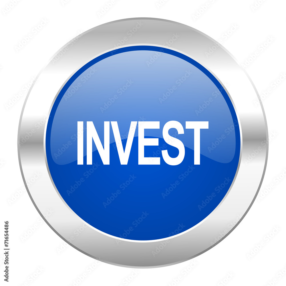 invest blue circle chrome web icon isolated invest blue circle chrome web icon isolated