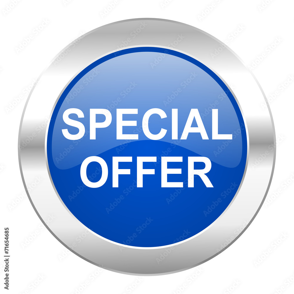 special offer blue circle chrome web icon isolated special offer blue circle chrome web icon isolated