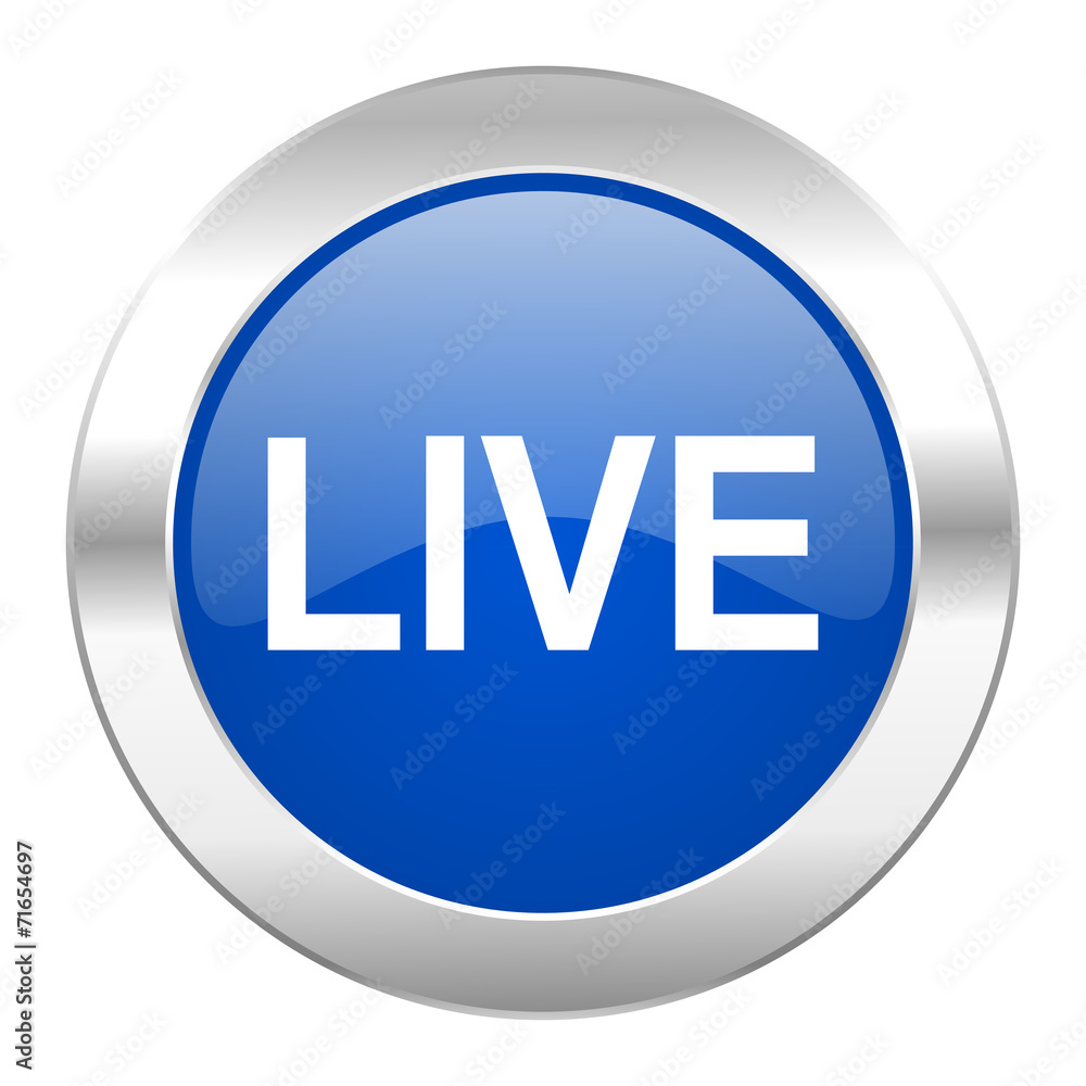 live blue circle chrome web icon isolated live blue circle chrome web icon isolated