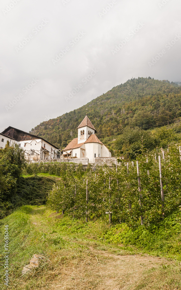 Meran, Südtirol, Vinschgau, St. Peter, Kirche, Herbst, Italien Meran, Südtirol, Vinschgau, St. Peter, Kirche, Herbst, Italien