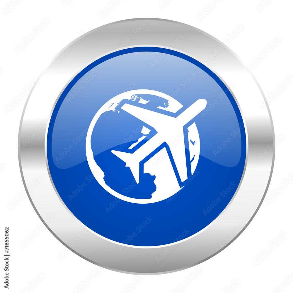 travel blue circle chrome web icon isolated travel blue circle chrome web icon isolated