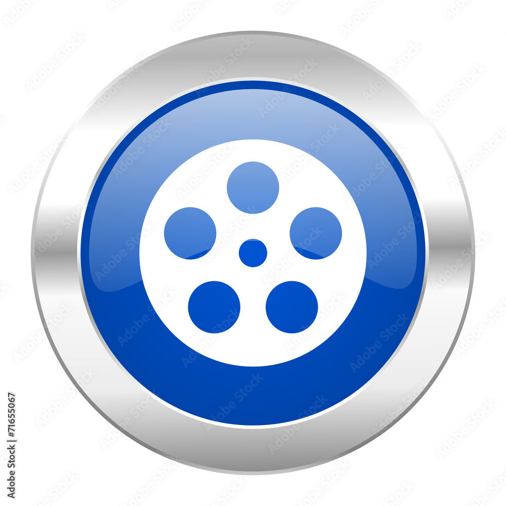 film blue circle chrome web icon isolated