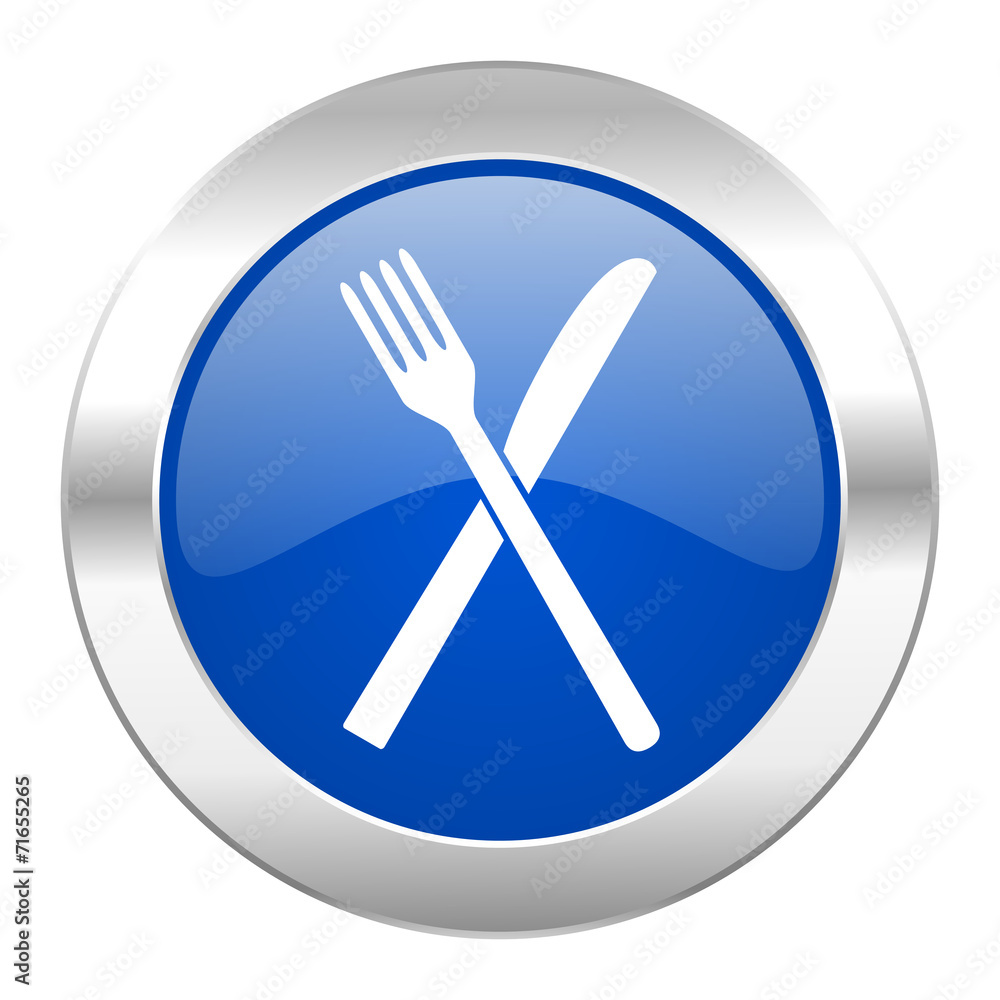 restaurant blue circle chrome web icon isolated restaurant blue circle chrome web icon isolated