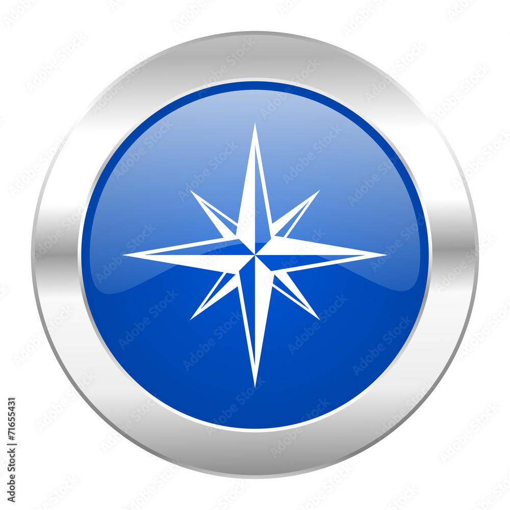 compass blue circle chrome web icon isolated compass blue circle chrome web icon isolated
