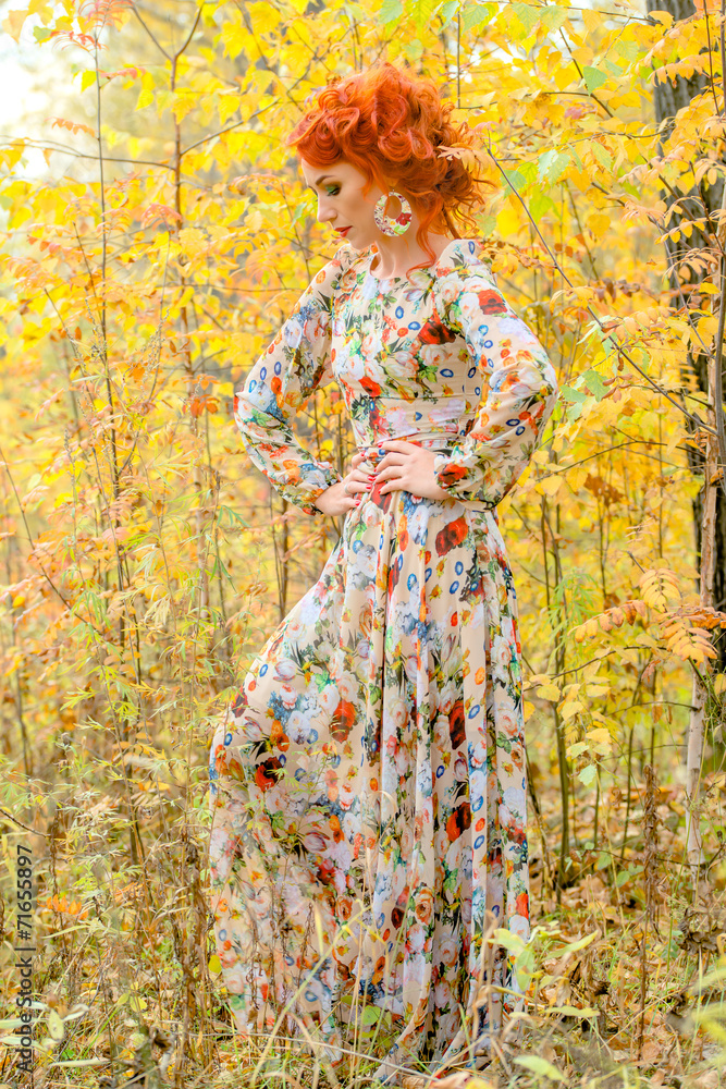 Red-haired girl in autumn Red-haired girl in autumn