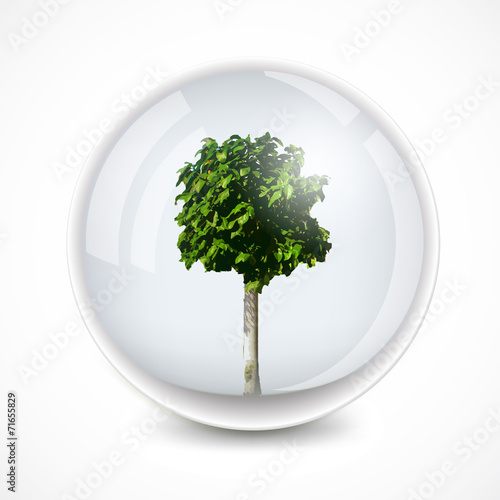 Tree in a bubble. Vector ecology illustration