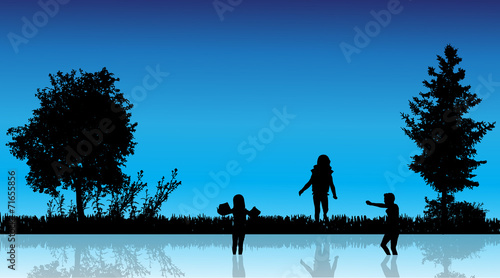 Vector silhouette of children.