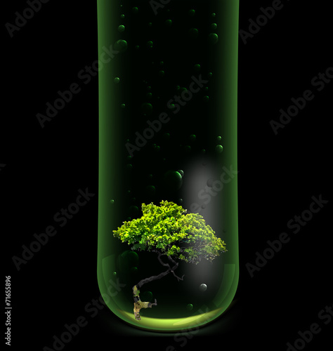 Tree in glass retort. Vector