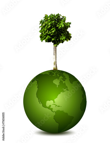 Earth planet with a tree. Vector