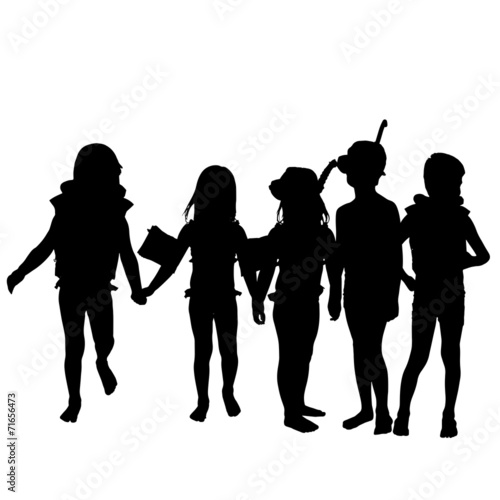 Vector silhouette of children.