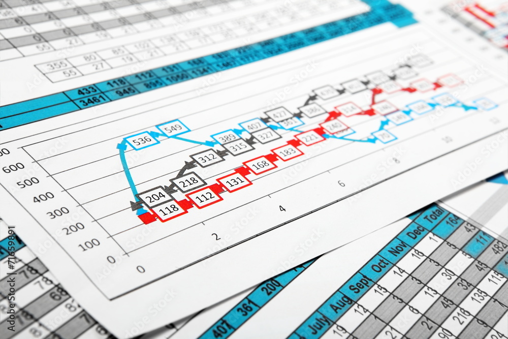 Fototapeta premium Reports in Multicolor Graph and Figures