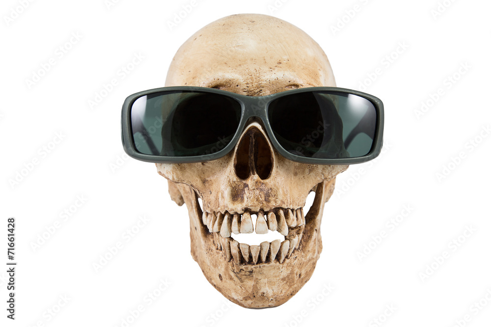 Isolated skull with sunglasses Isolated skull with sunglasses
