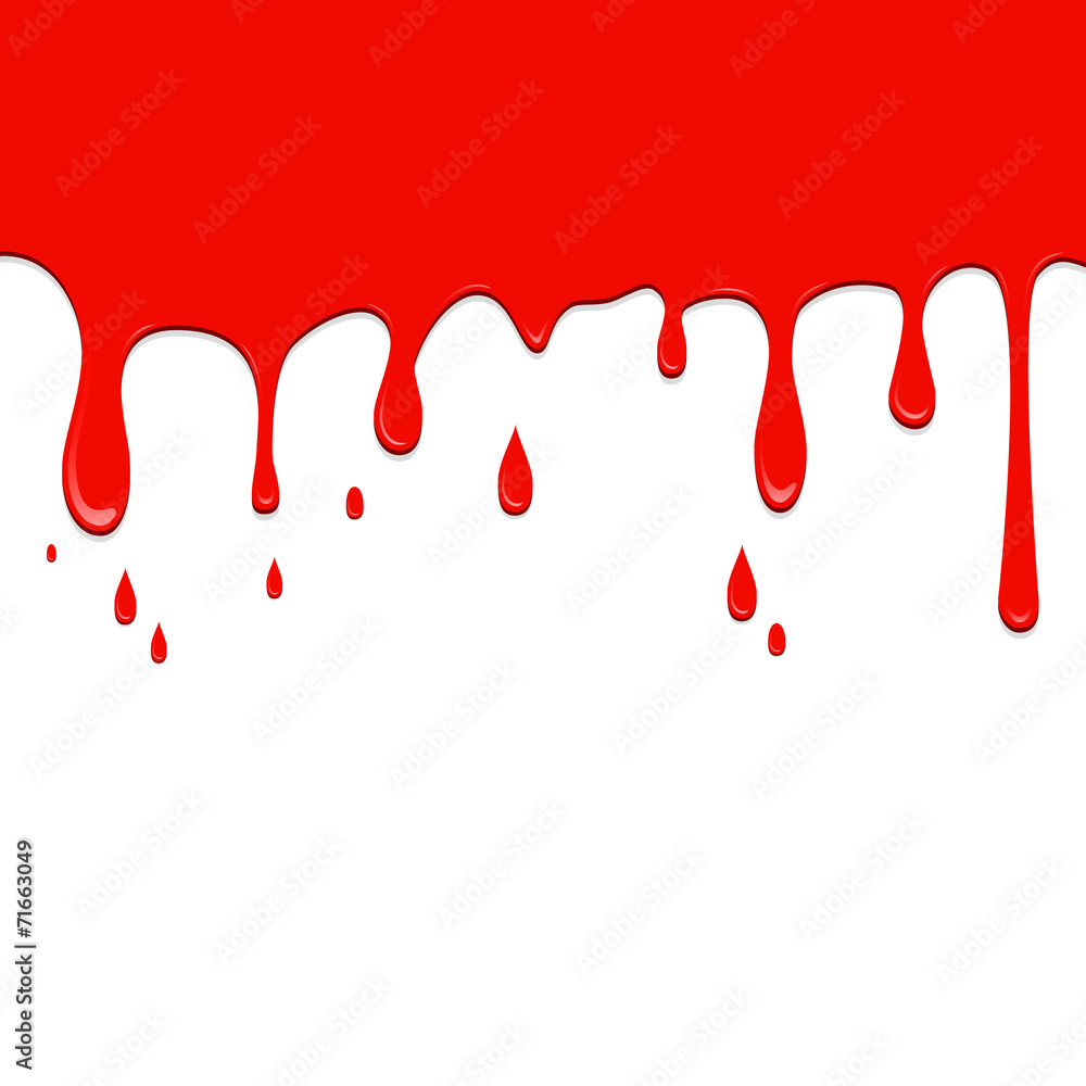 Spilled red color on a white background