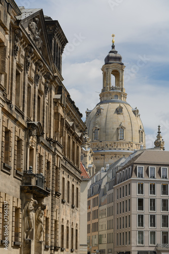 Dresden historical center with Frauenkirche (lutheran church)